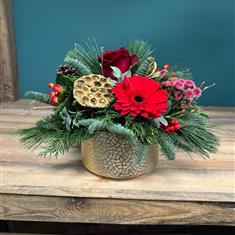 Festive Table Arrangement With Candle
